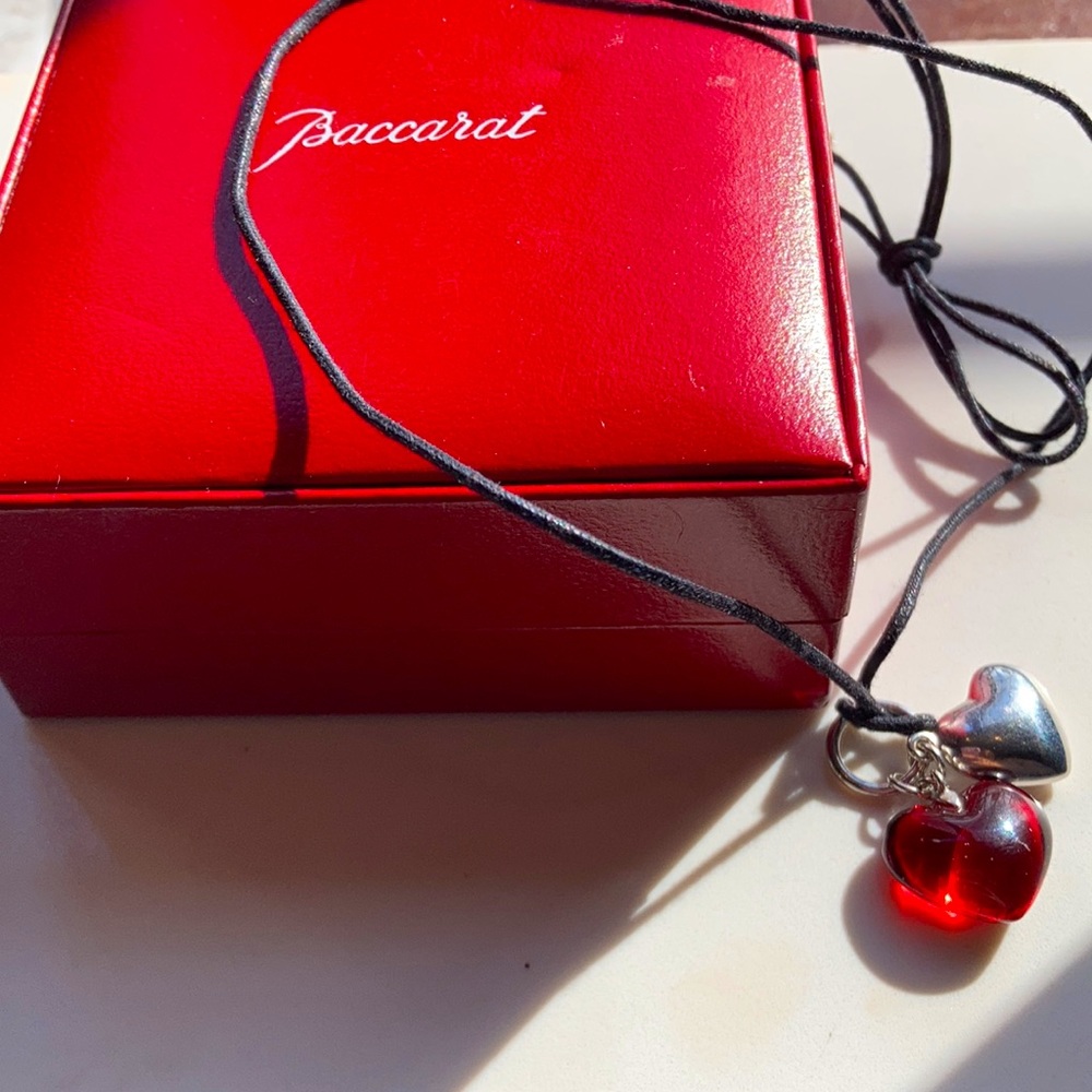 Baccarat double heart necklace, choker with Box - Picture 2 of 4
